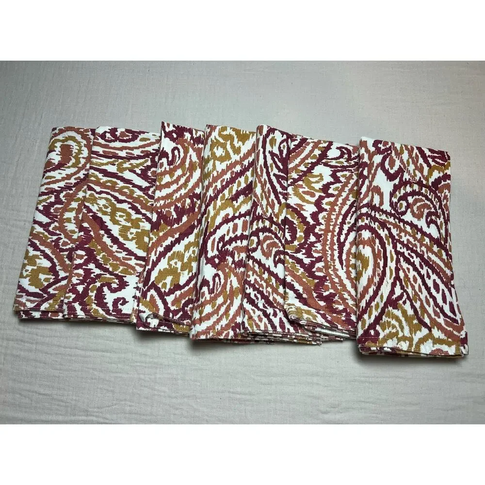 Cynthia Rowley Napkin Set 100% Cotton Paisley 7 In All‎